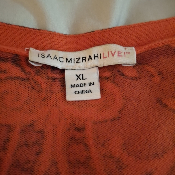 Isaac Mizrahi Live Women's Red and Black Patterned Long Sleeve Sweater - Picture 6 of 8